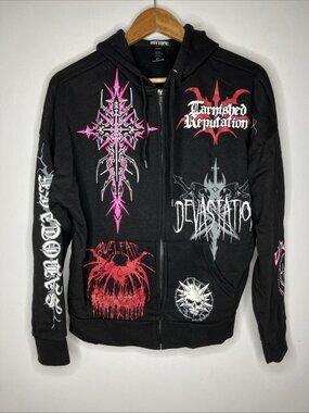 Hot Topic Tarnished Reputation Full Zip Hoodie Goth Women's Size Medium